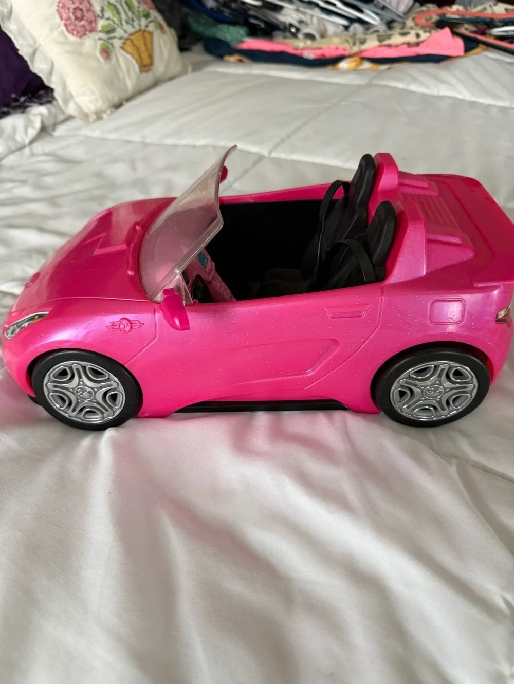 Barbie Hot Pink Sparkle Convertible Toy Car
